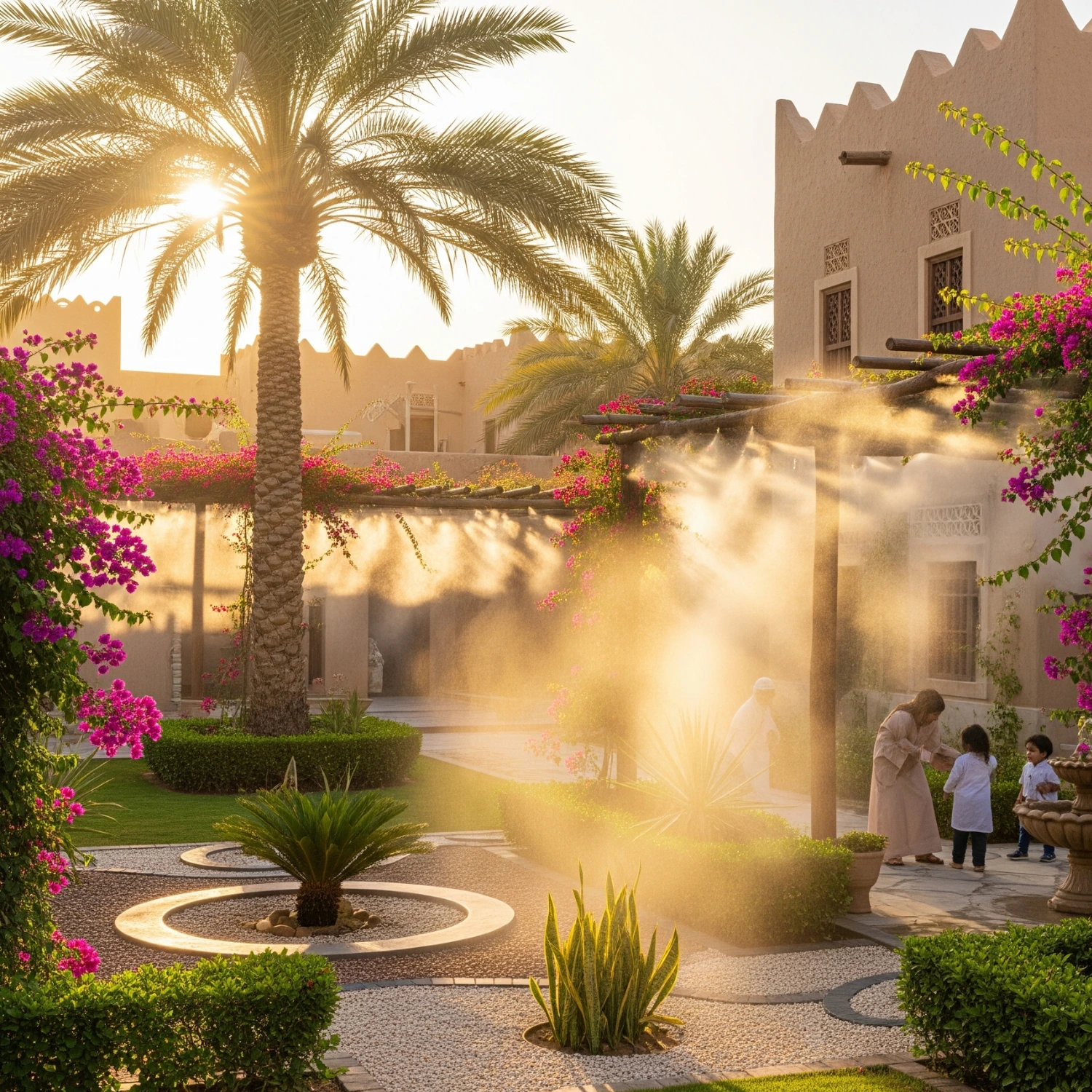 نظام ضباب يعمل في حديقة