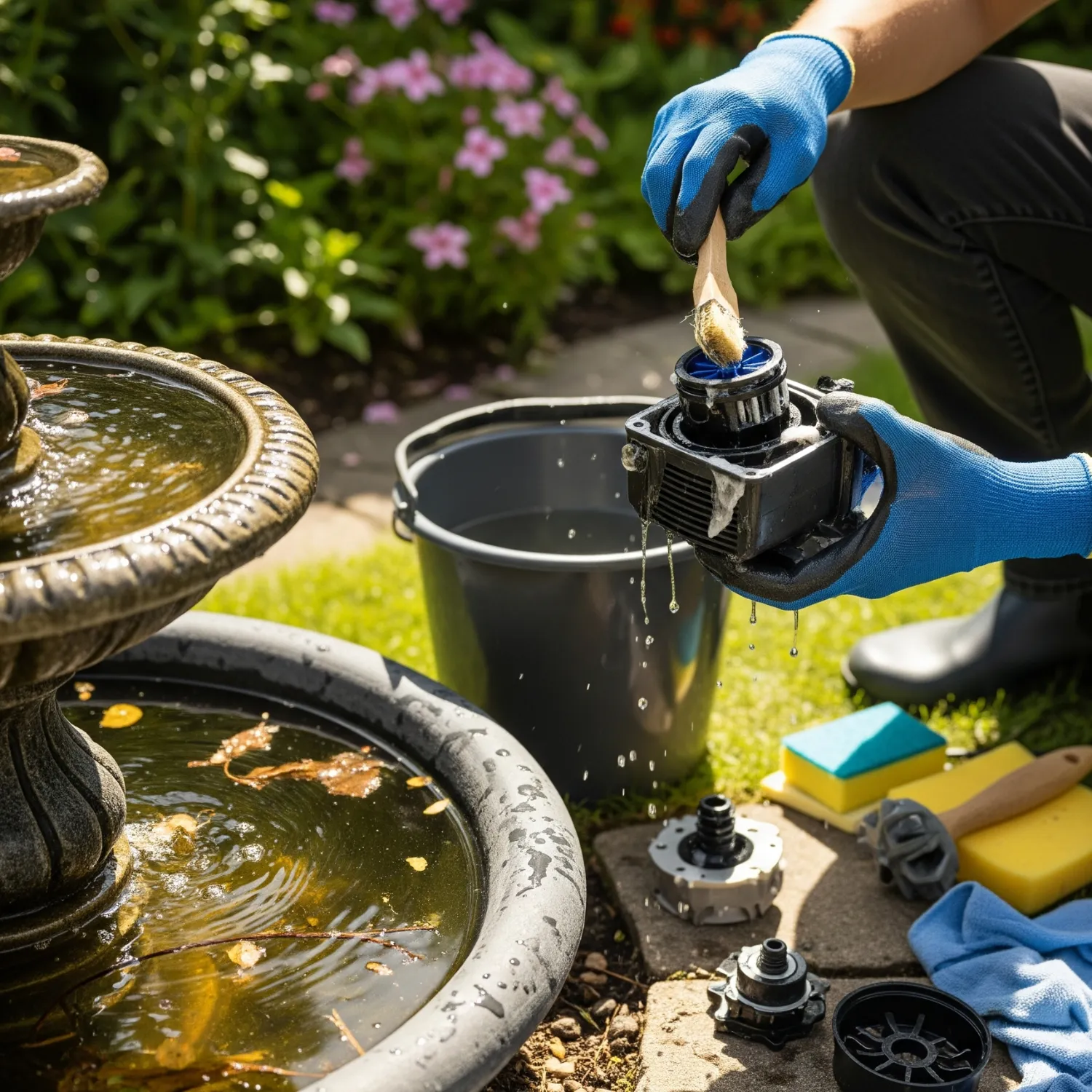 تنظيف مضخة نافورة