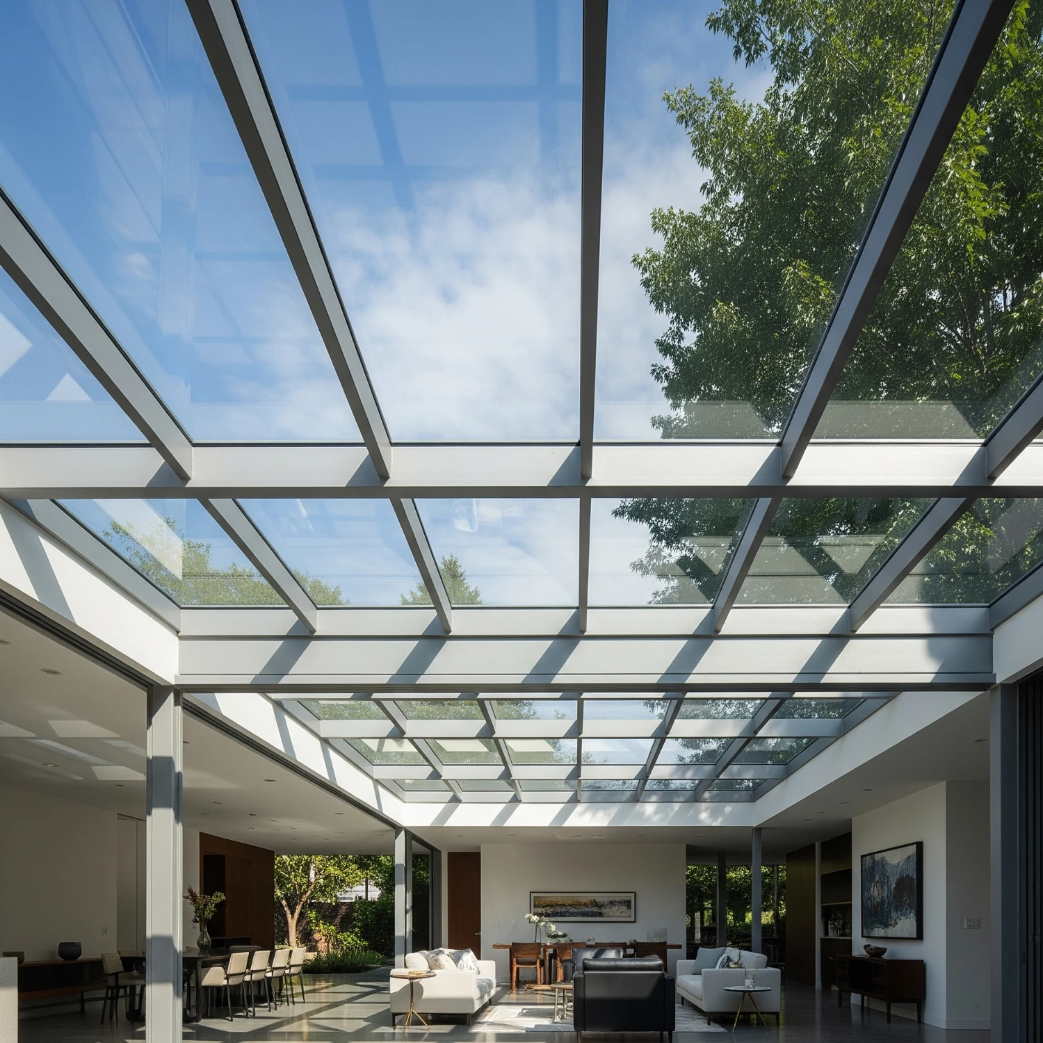 صورة لسقف زجاجي لمنزل حديث